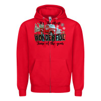 Red It's The Most Wonderful Time Of The Year Zipper Hoodie - FaDigitalArtStudio