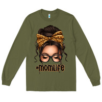 Army Green caucasian leopard messy bun mom life Long Sleeve Tee - texasbilliewilder
