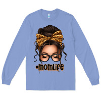 Colony Blue caucasian leopard messy bun mom life Long Sleeve Tee - texasbilliewilder