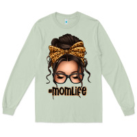 Matcha caucasian leopard messy bun mom life Long Sleeve Tee - texasbilliewilder