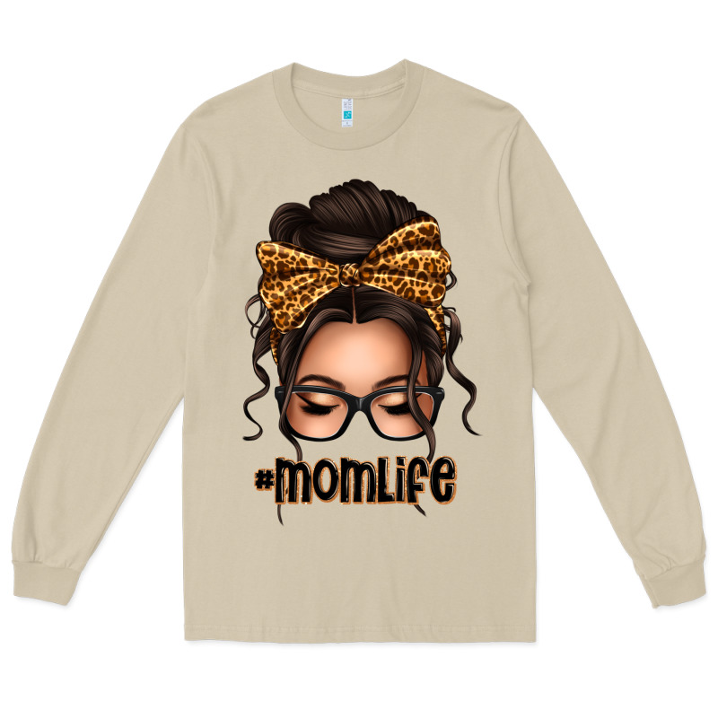 Caucasian Leopard Messy Bun Mom Life Long Sleeve Tee by texasbilliewilder | Teevron