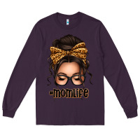 Plum caucasian leopard messy bun mom life Long Sleeve Tee - texasbilliewilder
