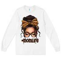 White caucasian leopard messy bun mom life Long Sleeve Tee - texasbilliewilder