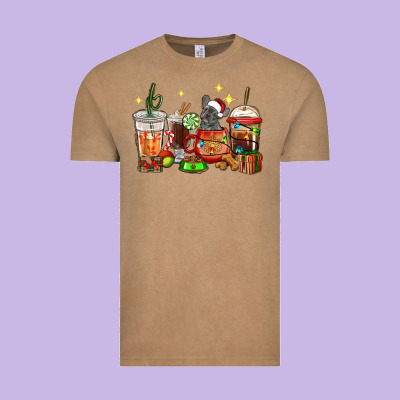 Vintage Tee Christmas coffee cups with French Bulldog