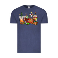 Vintage Denim Christmas coffee cups with French Bulldog Vintage Tee - RanaPortraitStore