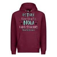 Burgundy i stole their hearts now i am stealing their last Premium Hoodie - MaliasSmallBusiness