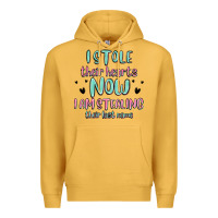 Mustard i stole their hearts now i am stealing their last Premium Hoodie - MaliasSmallBusiness