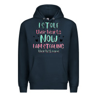 Navy i stole their hearts now i am stealing their last Premium Hoodie - MaliasSmallBusiness