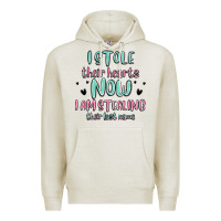 Oatmeal Heather i stole their hearts now i am stealing their last Premium Hoodie - MaliasSmallBusiness