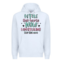 White i stole their hearts now i am stealing their last Premium Hoodie - MaliasSmallBusiness