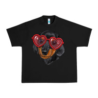 Black Dachshund with love glasses Urban Heavy Tee - RanaPortraitStore