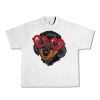 Lunar Rock Dachshund with love glasses Urban Heavy Tee - RanaPortraitStore