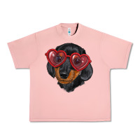 Salmon Dachshund with love glasses Urban Heavy Tee - RanaPortraitStore