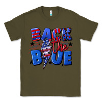 Army Green Back the blue with lightning bolt 4th of july Classic Tee - CowGirlArtShop