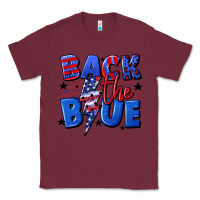Burgundy Back the blue with lightning bolt 4th of july Classic Tee - CowGirlArtShop