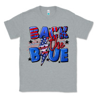 Heather Grey Back the blue with lightning bolt 4th of july Classic Tee - CowGirlArtShop