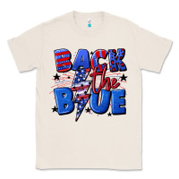 Natural Back the blue with lightning bolt 4th of july Classic Tee - CowGirlArtShop