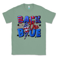 Sage Back the blue with lightning bolt 4th of july Classic Tee - CowGirlArtShop