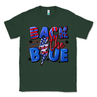 Sports Green Back the blue with lightning bolt 4th of july Classic Tee - CowGirlArtShop