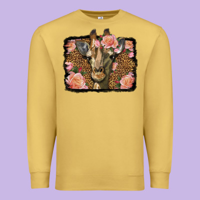 Western Floral Giraffe Premium Sweatshirt Designed By Lillyallendesigns