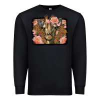 Black Western Floral Giraffe Premium Sweatshirt - LillyAllenDesigns