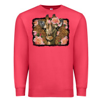 Cardinal Western Floral Giraffe Premium Sweatshirt - LillyAllenDesigns