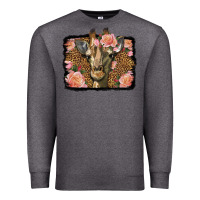 Charcoal Heather Western Floral Giraffe Premium Sweatshirt - LillyAllenDesigns