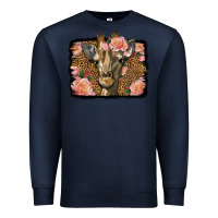 Navy Western Floral Giraffe Premium Sweatshirt - LillyAllenDesigns