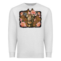 Oatmeal Heather Western Floral Giraffe Premium Sweatshirt - LillyAllenDesigns