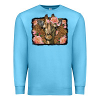Ocean Blue Western Floral Giraffe Premium Sweatshirt - LillyAllenDesigns