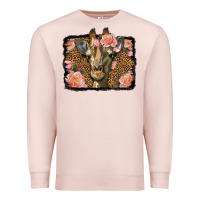 Pale Pink Western Floral Giraffe Premium Sweatshirt - LillyAllenDesigns