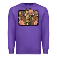 Purple Western Floral Giraffe Premium Sweatshirt - LillyAllenDesigns