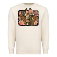 Sandshell Western Floral Giraffe Premium Sweatshirt - LillyAllenDesigns