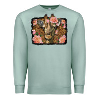 Seafoam Western Floral Giraffe Premium Sweatshirt - LillyAllenDesigns
