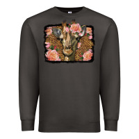 Smoke Western Floral Giraffe Premium Sweatshirt - LillyAllenDesigns