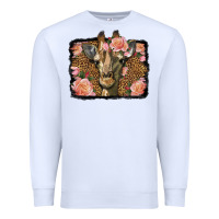 White Western Floral Giraffe Premium Sweatshirt - LillyAllenDesigns
