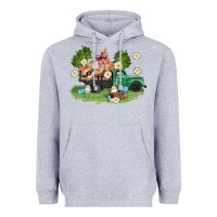 Heather Grey easter truck with bunny Heavyweight Hoodie - AdoDesignShop