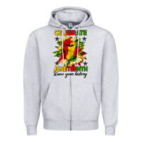 Heather Grey celebrate juneteenth know your history Zipper Hoodie - HRA Design Shop