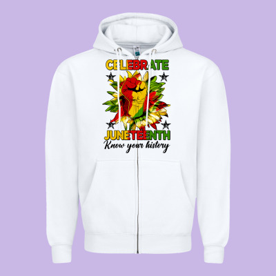 Celebrate Juneteenth Know Your History Zipper Hoodie Designed By Hra Design Shop