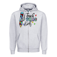 Heather Grey i teach au some kids Zipper Hoodie - CowhideDigitalArt