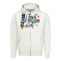 Oatmeal Heather i teach au some kids Zipper Hoodie - CowhideDigitalArt