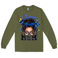 Army Green cheer mom messy bun Long Sleeve Tee - texasbilliewilder