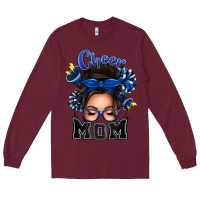 Burgundy cheer mom messy bun Long Sleeve Tee - texasbilliewilder