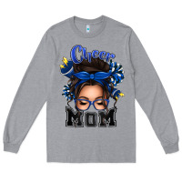 Heather Grey cheer mom messy bun Long Sleeve Tee - texasbilliewilder