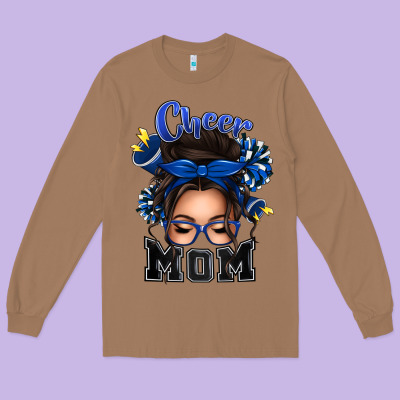 Cheer Mom Messy Bun Long Sleeve Tee Designed By Texasbilliewilder