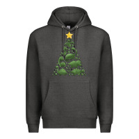 Charcoal Heather dinosaur christmas tree Premium Hoodie - MaliasSmallBusiness