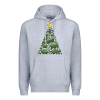 Heather Grey dinosaur christmas tree Premium Hoodie - MaliasSmallBusiness