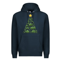 Navy dinosaur christmas tree Premium Hoodie - MaliasSmallBusiness