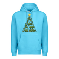 Ocean Blue dinosaur christmas tree Premium Hoodie - MaliasSmallBusiness