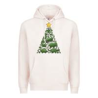Pale Pink dinosaur christmas tree Premium Hoodie - MaliasSmallBusiness